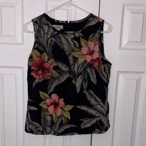 Tommy Bahama Black Tropical Hawaii. Floral Tank Top